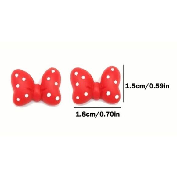NWT NEW Minnie Mouse Red White Polka Dot Bow Stud Earrings - Picture 4 of 6